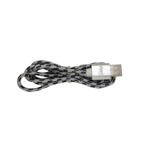 CAVO USB MICRO 1M ENIVOITECH - NYLON NERO/ARGENTO